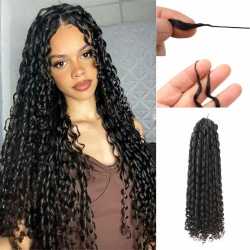 mslula Pre-Separated Curly Crochet Hair Extensions, Human Hair 100g Natural Black | Human Hair Wig | Lace Front